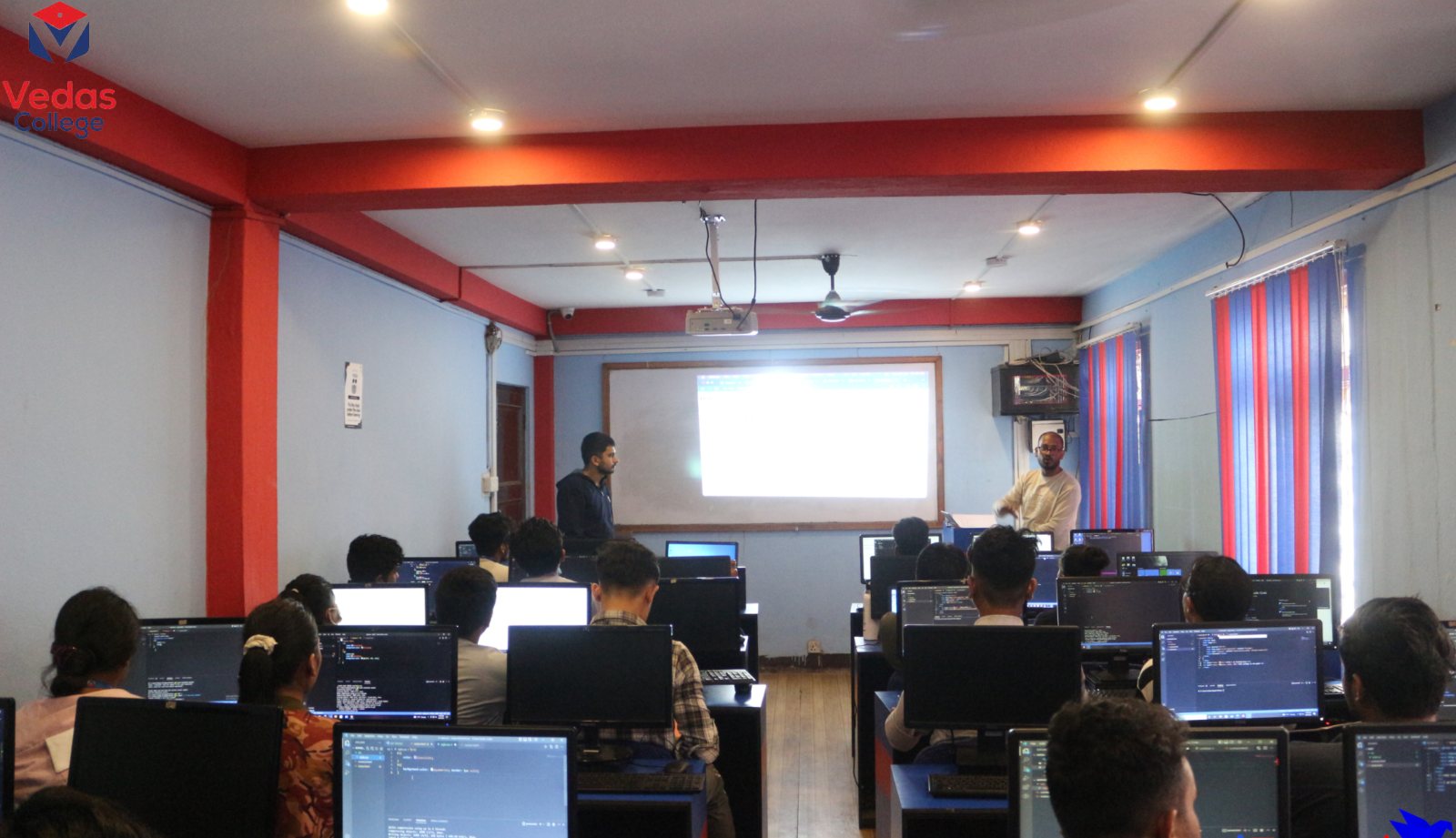 Students at work in the Vedas College computer lab